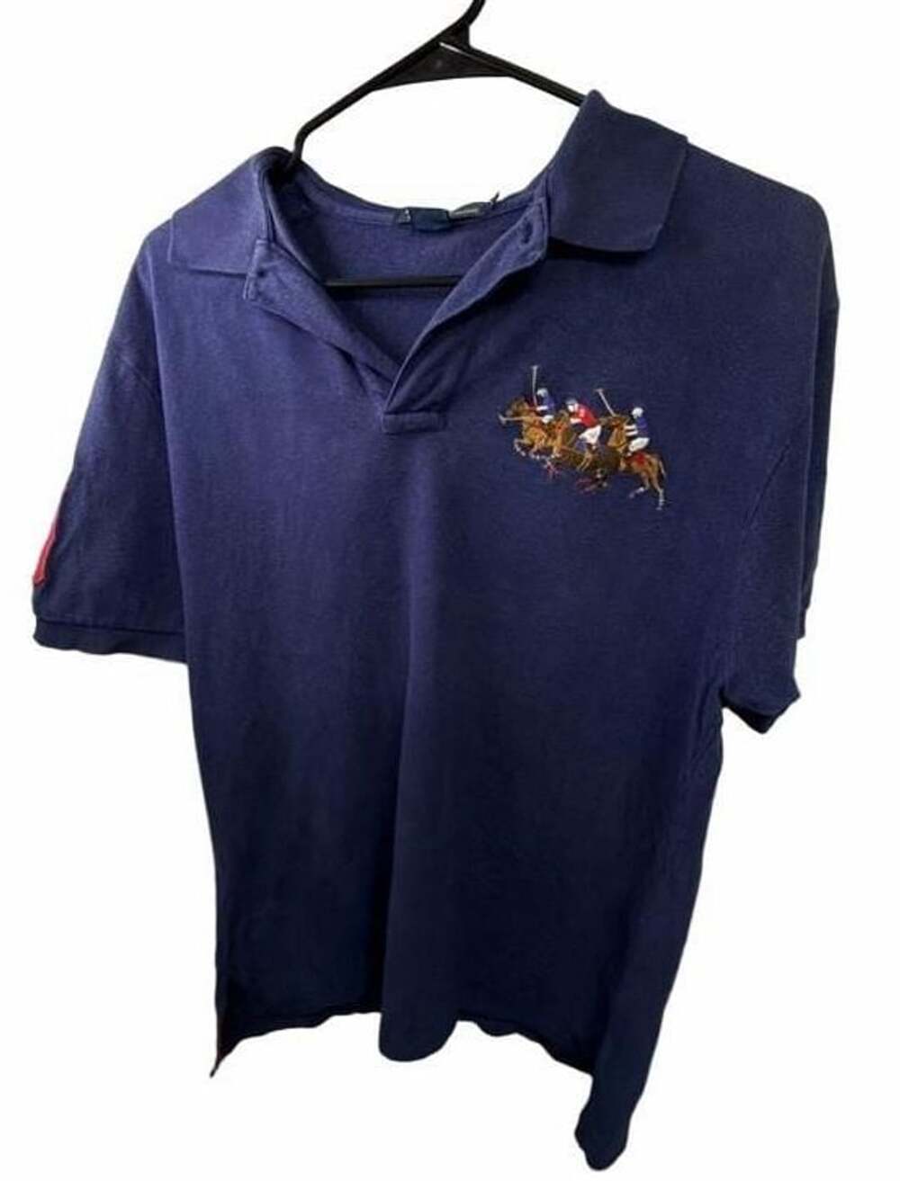 Vintage Polo Ralph Lauren Men’s M Navy Multi Horse Pony Embroidered Polo Shirt